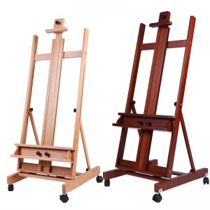 Professional Dark Red H Frame Studio Beech Easel - No.HH-EL029